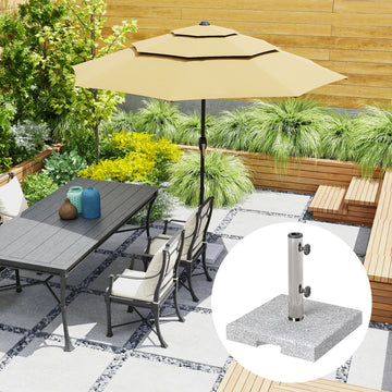 46 lbs Granite Square Patio Umbrella Base, Outdoor Umbrella Stand with Handles 2 Adjustable Knobs, Heavy Duty Patio Umbrella Stand for Garden Deck Poolside, Grey