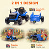 Qaba 12V Kids Ride On Tractor with Trailor, Remote Control, Music, Lights, Shifter, for Kids Ages 3-8 Years