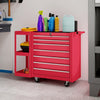 7-Drawer Rolling Tool Chest with Detachable Side Shelf, Lockable Tool Cabinet Box Organizer with Wheels, Red