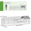 Metal Chicken Coop, Large Chicken Run with Water-Resistant & Anti-UV Cover for 2-3 Hens, Outdoor Hen House with 4 Doors