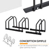 3-Bike Bicycle Floor Parking Rack Cycling Storage Stand Ground Mount Garage Organizer for Indoor and Outdoor Use, Black