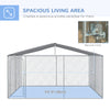 Dog Kennel Outdoor, Heavy Duty Playpen with Secure Lock, Cover, for Backyard & Patio, 13.1' x 13.1' x 7.5'