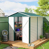 9' x 6' Garden Shed, Outdoor Storage Patio Shed w/ Sloped Roof, Lockable Door for Patio Lawn, Green, White And Green