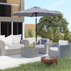 Patio Sun Umbrella, Outdoor Parasol with 6 Ribs, Blue Stripes