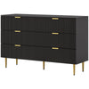 Modern Chest of Drawers 4 Drawer Dresser for Bedroom with Gold Legs and Handles, Black