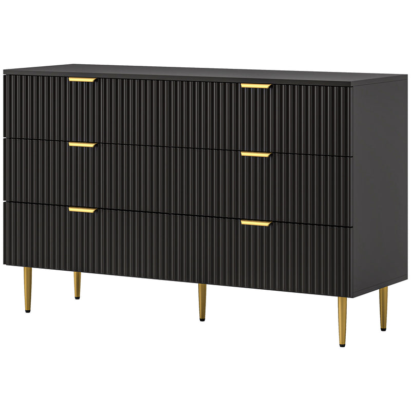 Modern Chest of Drawers 4 Drawer Dresser for Bedroom with Gold Legs and Handles, Black