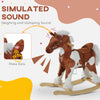 Qaba Kids Rocking Horse Plush Animal on Wooden Rockers with Sounds, Wooden Base, Baby Rocking Chair, Brown and White