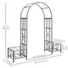 7FT Metal Garden Arch with 2 Planter Boxes, Decorative Outdoor Walkway Arbor for Climbing Vine Plants for Patio Backyard Lawn Party Ceremony, Dark Grey