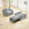 Convertible Chair Bed, Pull Out Sleeper Chair with USB, Adjustable Backrest, Small Velvet Futon Sofa Bed, Grey