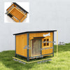 Outdoor Dog House with Anti-Chewing Steel Frame, Openable Roof, Removable Floor, Door Curtain, Yellow