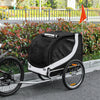Dog Bike Trailer, Pet Cart Bicycle, Wagon Cargo Carrier Attachment with Hitch, Reflectors, Flag for Small Medium Dogs, Pet Wheelchair for Travelling, White