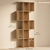 5-Tier Bookshelf, S Shaped Geometric Bookcase with 15 Compartments, Oak