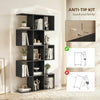 5-Tier Bookshelf, S Shaped Geometric Bookcase with 15 Compartments, Black Wood Grain