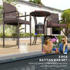 3 Pieces Patio Bar Set, Rattan Bistro Table and Chairs, Outdoor Conversation Furniture Set with Ice Bucket, Dark Brown