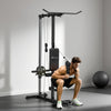 Soozier Lat Pull Down Machine, High / Low Pulley Machine with Adjustable Seat and Flip-Up Footplate