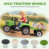 12V Kids Ride on Tractor with Trailer, Remote Control, Music Start up Sound and Horn, USB, LED Lights, Green