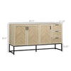 Buffet Cabinet, Coffee Bar Cabinet with Drawers and Adjustable Shelves, Oak