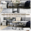 Nesting Coffee Tables Set of 3, Stacking Round Side Tables with Steel Frame for Living Room