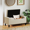 Storage Ottoman Bench Linen-Touch Fabric Tufted Chest Footstool with Flipping Top, Beige