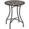 Mosaic Patio Table, Round Coffee Table with Metal Frame, Garden Furniture for Outdoor, Poolside, Black