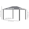 13' x 10' Hardtop Gazebo with Netting Sidewalls and Curtains, Galvanized Steel Outdoor Gazebo Canopy for Garden