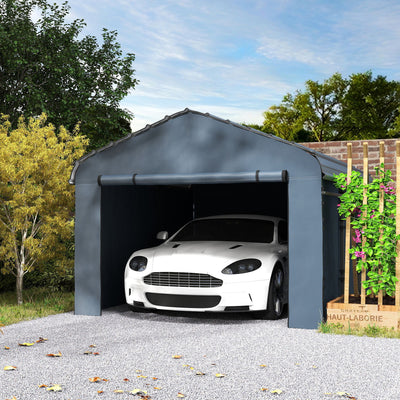 10' x 15' Metal Carport, Heavy Duty Garage Car Shelter with Galvanized Metal Roof and Removable Sidewalls