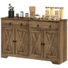 Kitchen Sideboard Cabinet with 2 Drawers, 4 Barn Doors and 2 Adjustable Shelves, Buffet Table for Living Room, Tan