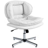 Criss Cross Chair, Armless Wide Office Chair with Leathaire Upholstery, Tilting, No Wheels, White