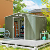 9.1'x6.4'x6.3' Garden Storage Shed w/ Foundation Kit Metal Tool Storage House w/ Double Doors, Light Green