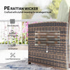 5 Piece Patio Furniture Set, Wicker Patio Chairs with Ottomans, 2-Tier Glass Coffee Table and Cushions