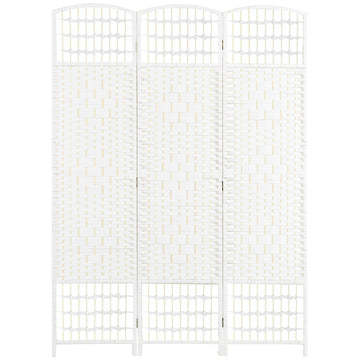3 Panel Folding Room Divider, Portable Privacy Screen, Wave Fiber Room Partition for Home Office, White