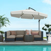 11 FT Cantilever Patio Umbrella Offset Parasol with Cross Base and 8 Ribs for Garden, Cream White
