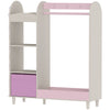 Qaba Kids Clothing Rack, Kids Wardrobe with Glowing Lights Mirror, Non-Woven Drawer and Shelves for Bedroom, Ages 3-8, Pink