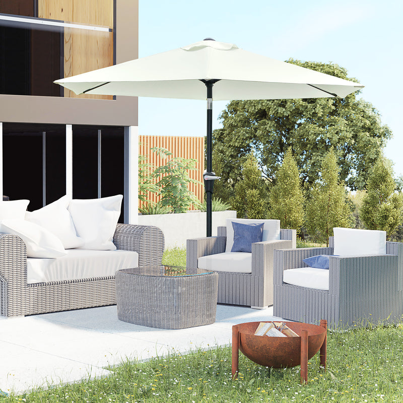 Patio Sun Umbrella, Outdoor Parasol with 6 Ribs, Cream White