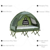 Compact Pop Up Portable Folding Outdoor Elevated Camping Cot Tent Combo Set Dark Green