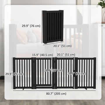 Free Standing Wooden Pet Gate Indoor Dog Barrier Foldable Step Over Doorway Fence Safety Gate with Open Door