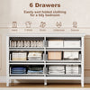 Double Chest of Drawers, Modern 6 Drawer Dresser for Bedroom, Living Room, Hallway, Closet, White