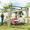 10' x 10' Outdoor Gazebo, Retractable Pergola Canopy with Curtains, UPF30+ Free Standing Metal Pergola Kit