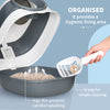 Foldable Large Cat Litter Box with Lid, Covered Kitten Litter Box w/ Automatic Cat Litter-Proof Sides, Deodorization, Easy to Clean, White and Grey