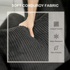 Corduroy Couch, 3 Seater Sofa, Modern Upholstered Couch with Curved Armrests and 8 Removable Pillows, Dark Grey