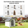 Large Plastic Dog House Outdoor Indoor, Water Resistant Puppy Shelter with Base Support, 34.6