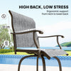 Outdoor Bar Stools Set of 2, Swivel Bar Height Chairs with High Back, Curved Armrests and Steel Frame for Balcony, Mixed Grey