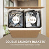 Double Laundry Basket with Lid, 100L Bamboo Laundry Hamper with Rope Handles and Removable Bags, Brown