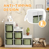 Qaba 3 Layers Toy Storage Organizer Kids Bookshelf Children Toy Storage w/ 6 Plastic Bins, Green