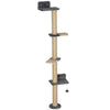Cat Wall Shelves, Cat Wall Furniture with 4 Platforms, Jute Scratching Post for Indoor Playing, Climbing, Dark Grey