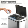 10.6 Gallon Automatic Garbage Can with Soft-Close Lid, Touchless Trash Can with Fingerprint Resistant Stainless Steel