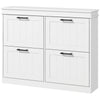 Shoe Storage Cabinet with 4 Flip Drawers and Adjustable Shelves, Narrow Shoe Cabinet for 20 Pairs of Shoes, White
