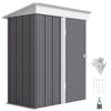 Outdoor Storage Shed, Steel Lean-to Shed with Adjustable Shelf, Lock, Gloves, 5'x3'x6'
