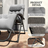 Padded Folding Recliner Chair, Patio Lounger with Cupholder, Adjustable Backrest, Removable Cushion, Grey