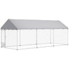 Outdoor Dog Run with Adjustable & Rotatable Bowls, Waterproof UV-Resistant Cover, Escape-Proof Lock, 19.7' x 7.5' x 7.5'